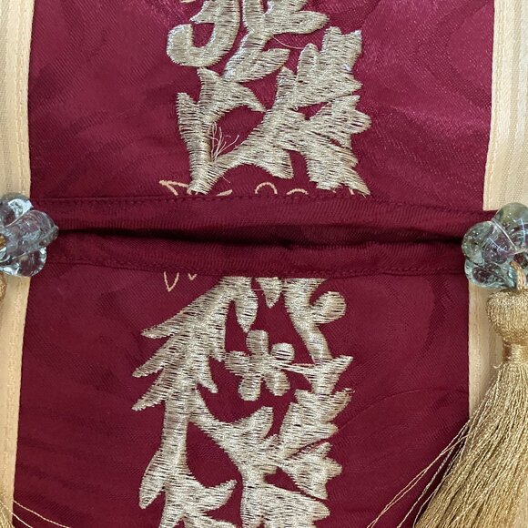 Fabric Kleenex Box Holder Burgundy Gold - Picture 3 of 4